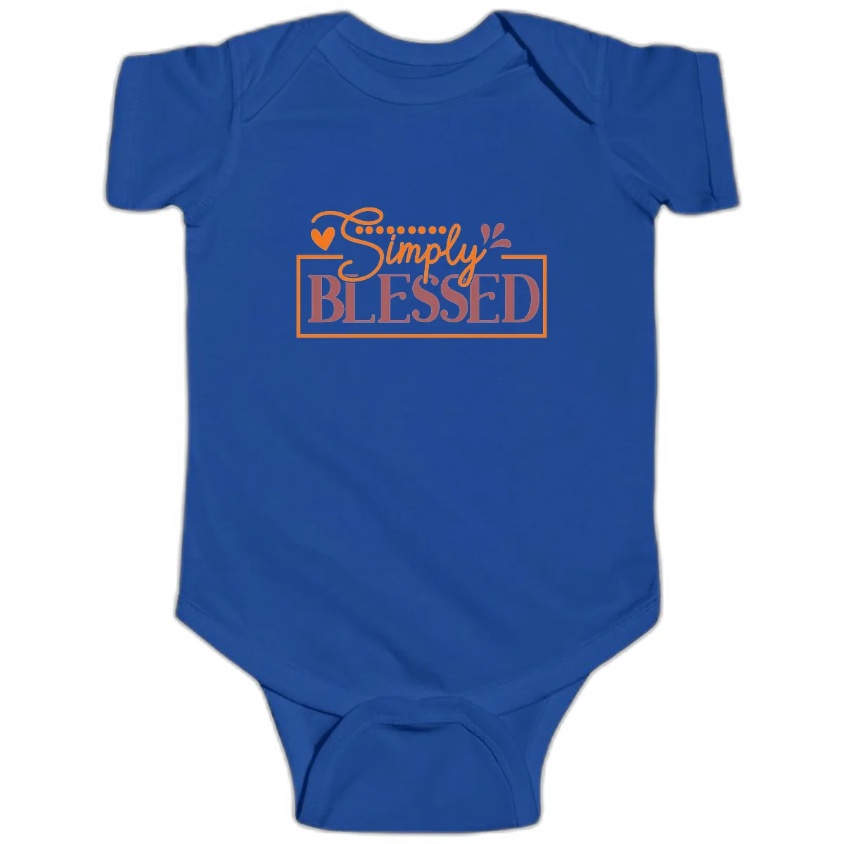 Simply Blessed Inspirational Typography Baby Onesie in Royal