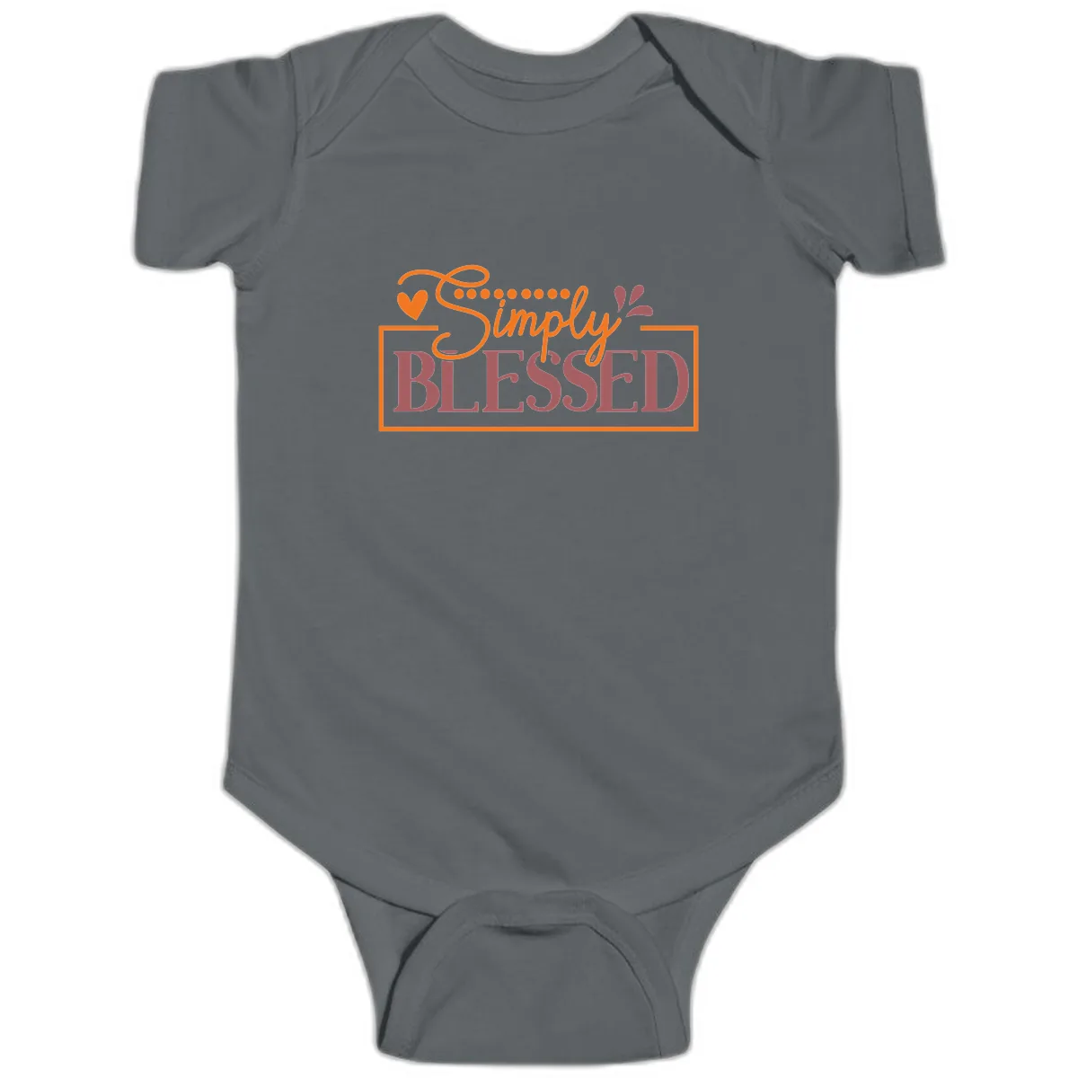 Simply Blessed Inspirational Typography Baby Onesie in Charcoal