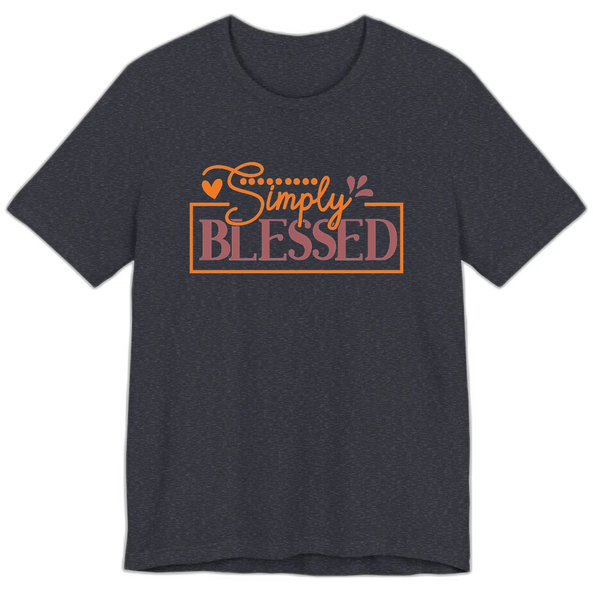 Simply Blessed Inspirational Typography Premium T-Shirt in Heather Navy
