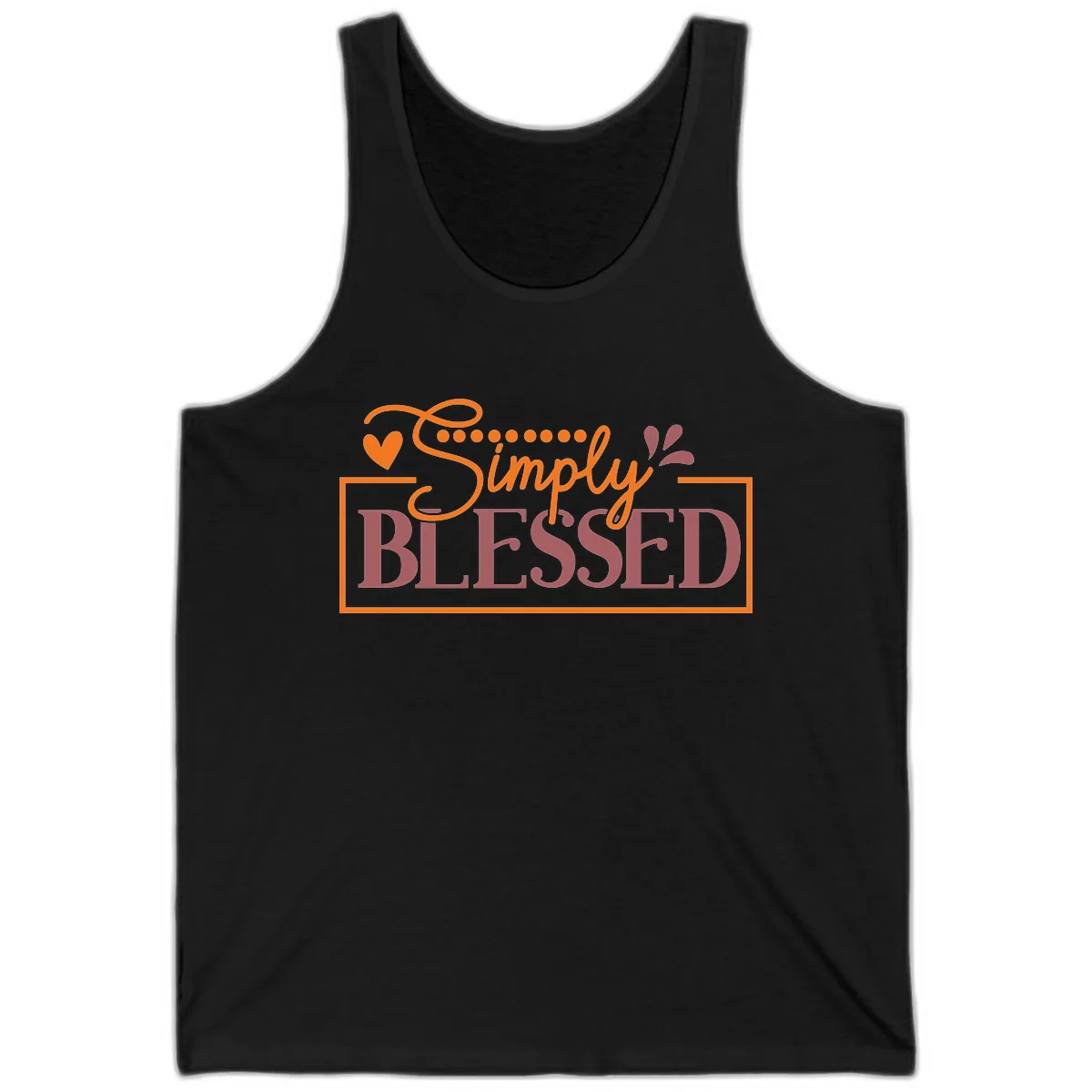 Simply Blessed Inspirational Typography Tank in Black