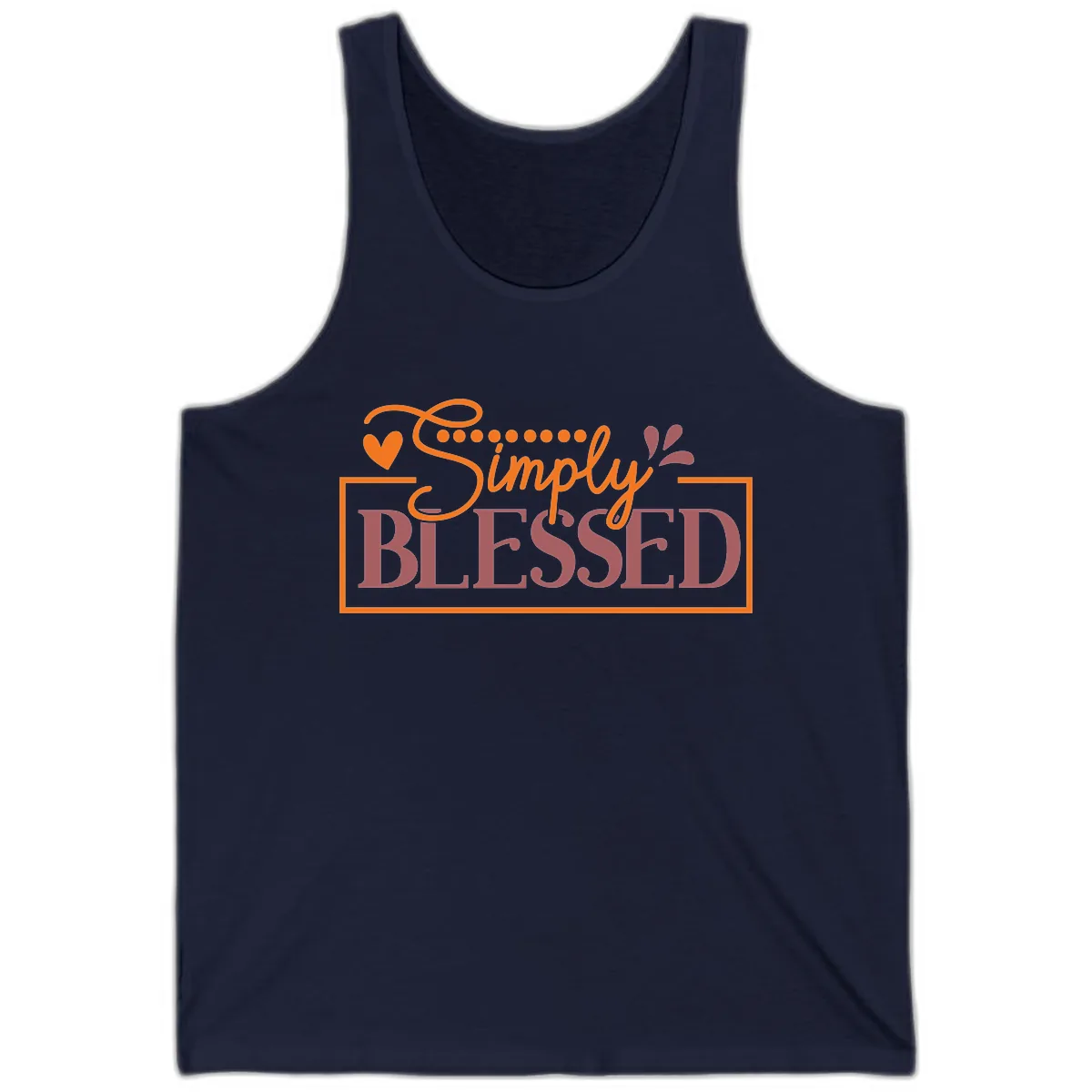 Simply Blessed Inspirational Typography Tank in Navy