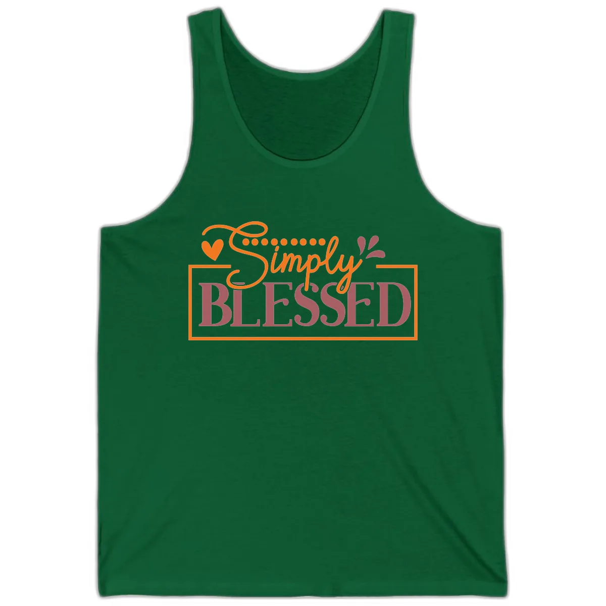 Simply Blessed Inspirational Typography Tank in Kelly