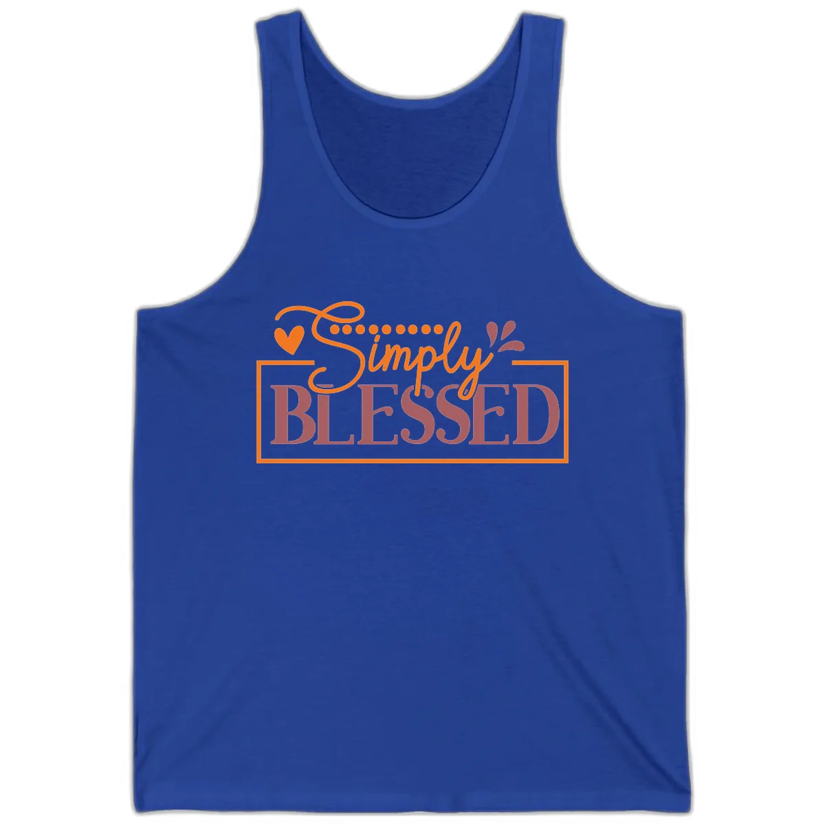 Simply Blessed Inspirational Typography Tank in True Royal
