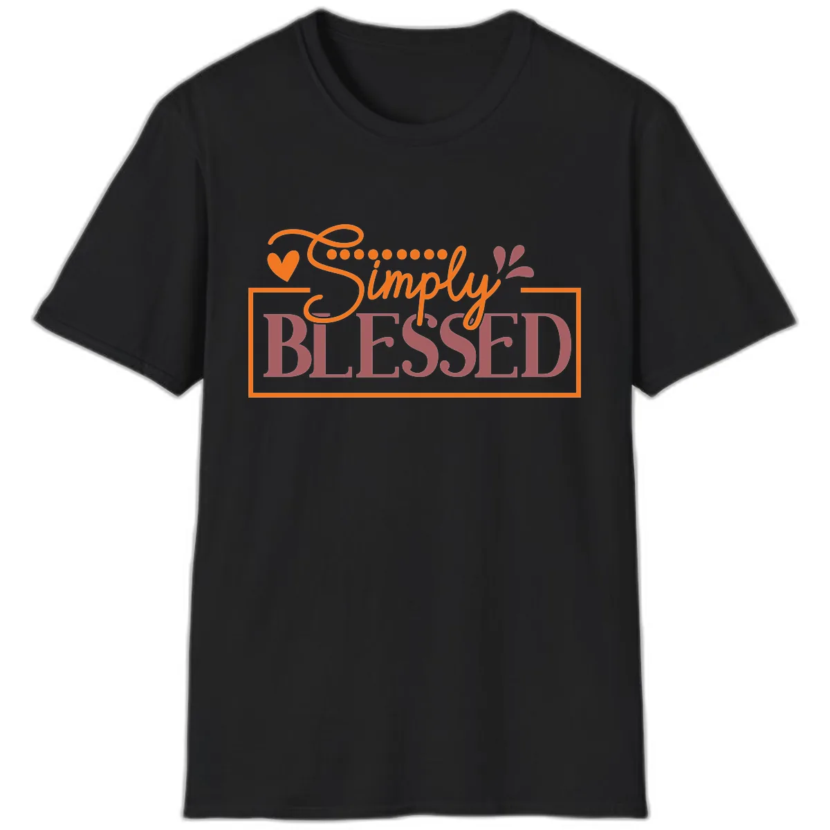 Simply Blessed Inspirational Typography T-Shirt in Black
