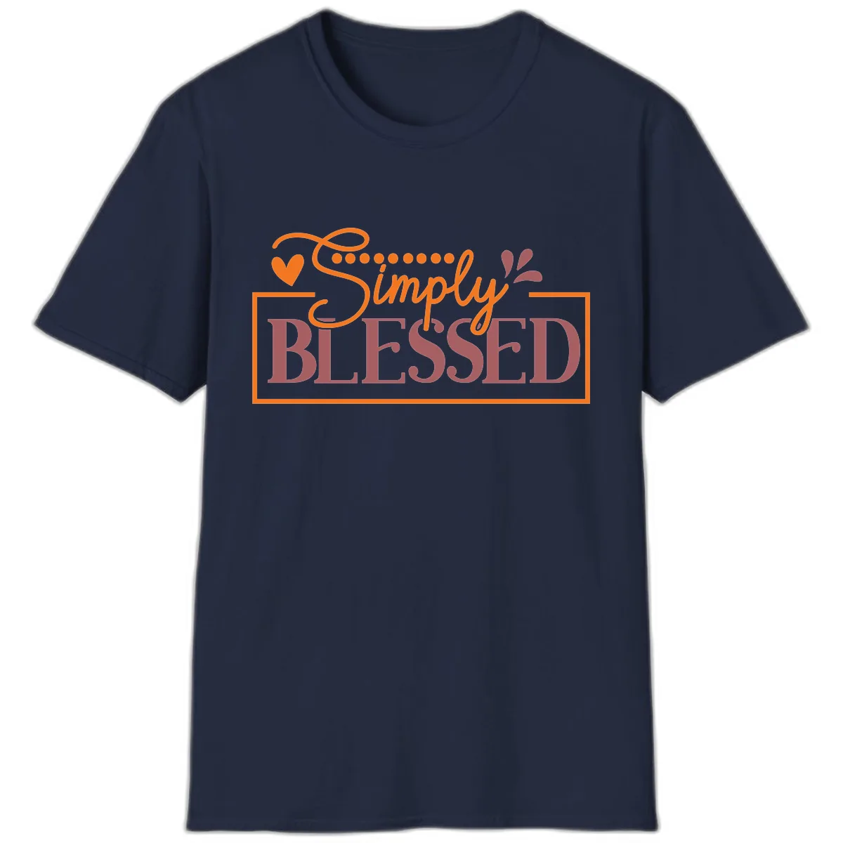 Simply Blessed Inspirational Typography T-Shirt in Navy