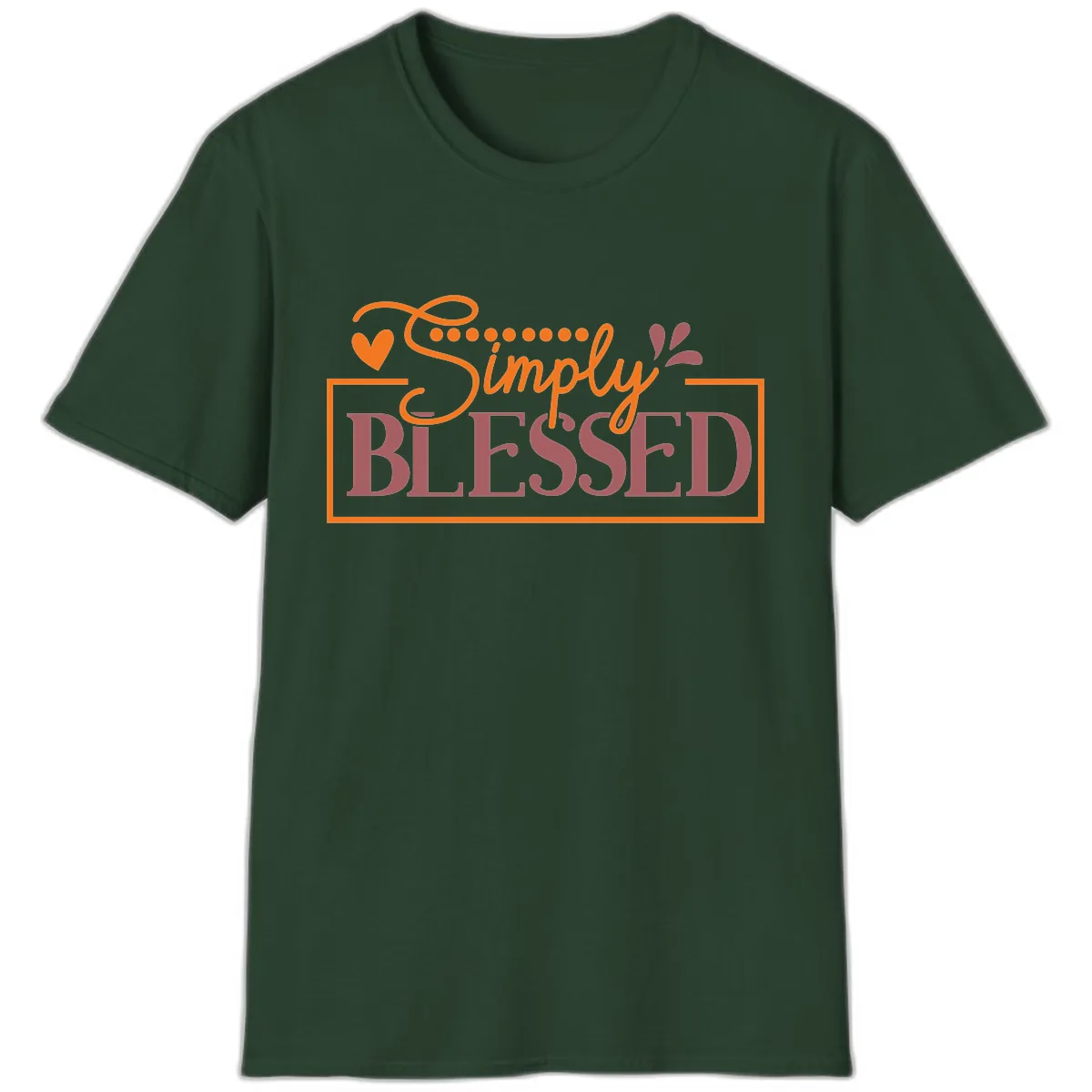 Simply Blessed Inspirational Typography T-Shirt in Forest Green