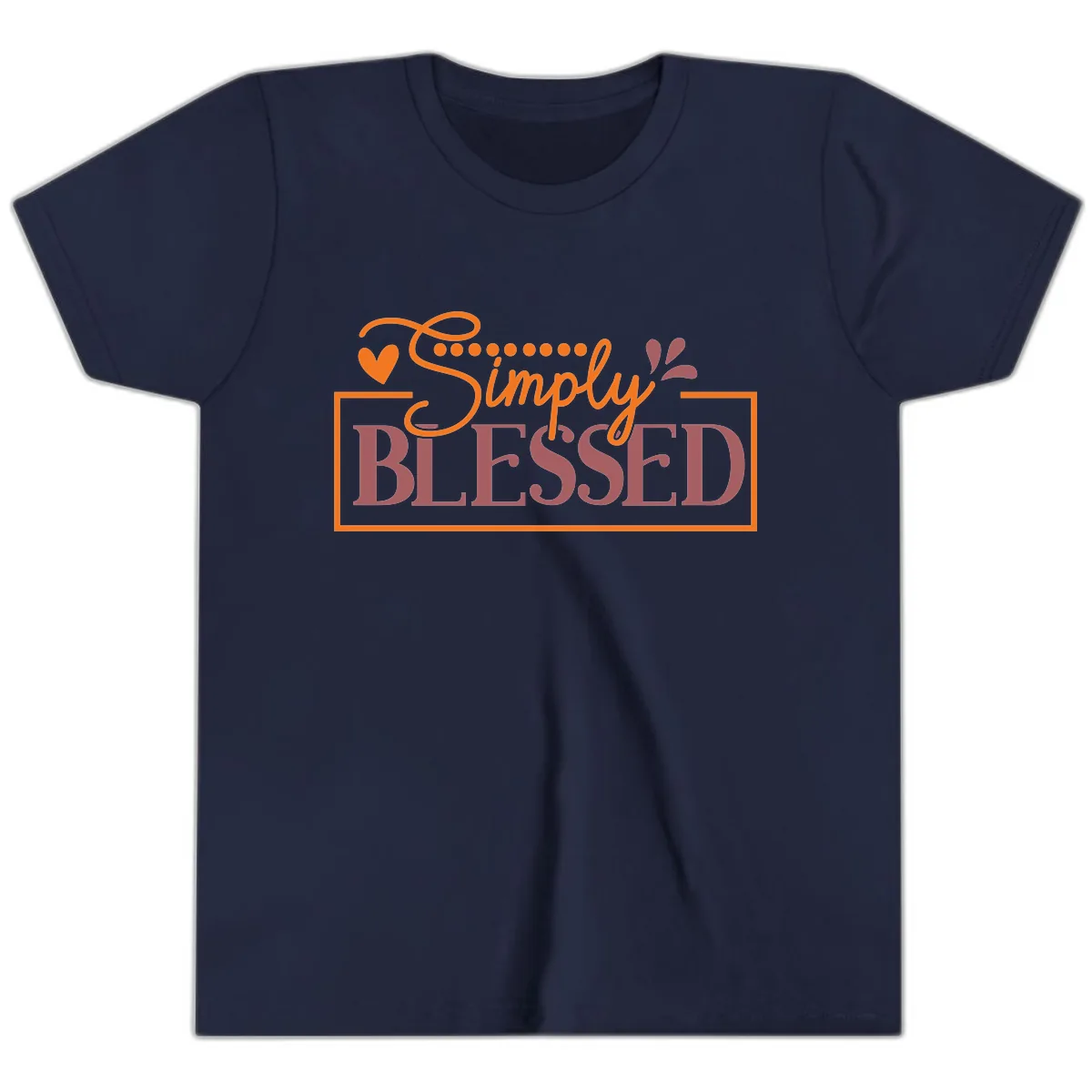 Simply Blessed Inspirational Typography Youth T-Shirt in Navy