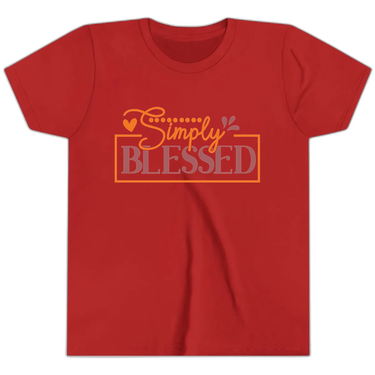 Simply Blessed Inspirational Typography Youth T-Shirt in Red