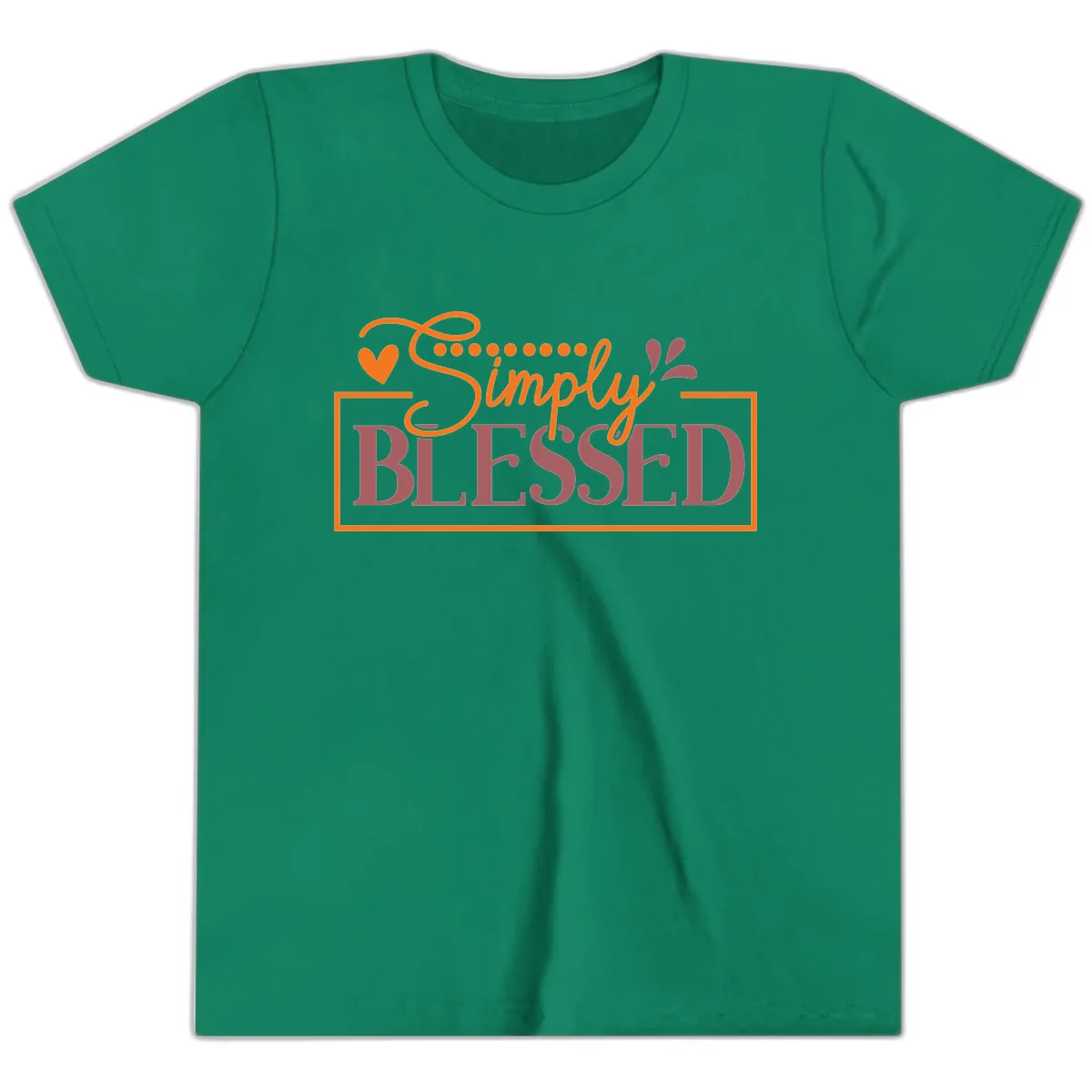 Simply Blessed Inspirational Typography Youth T-Shirt in Kelly