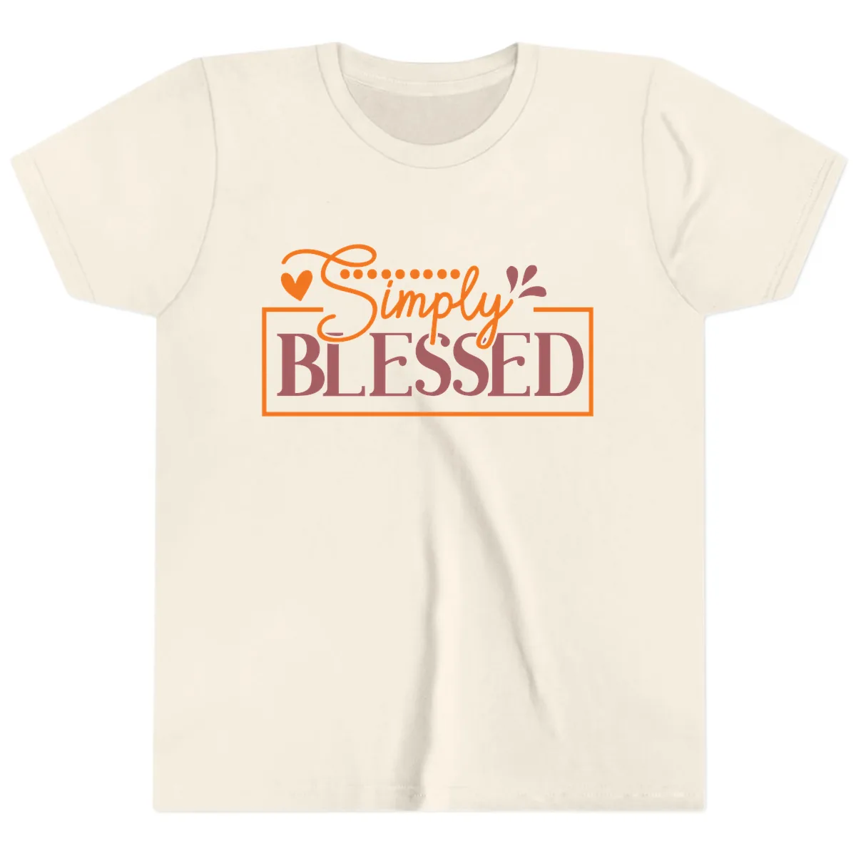 Simply Blessed Inspirational Typography Youth T-Shirt in Natural