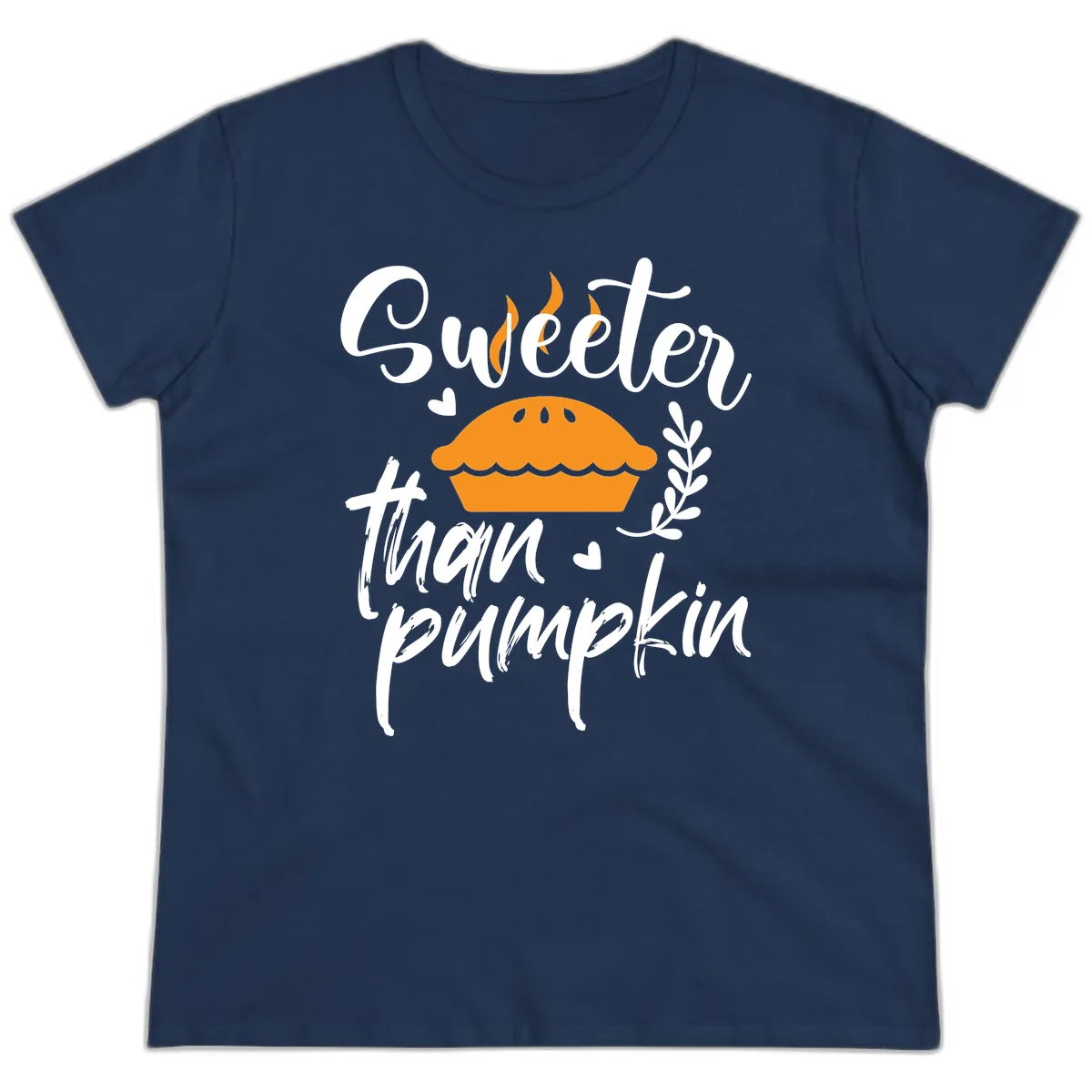 Sweeter Than Pumpkin Pie Ladies Tee in Navy