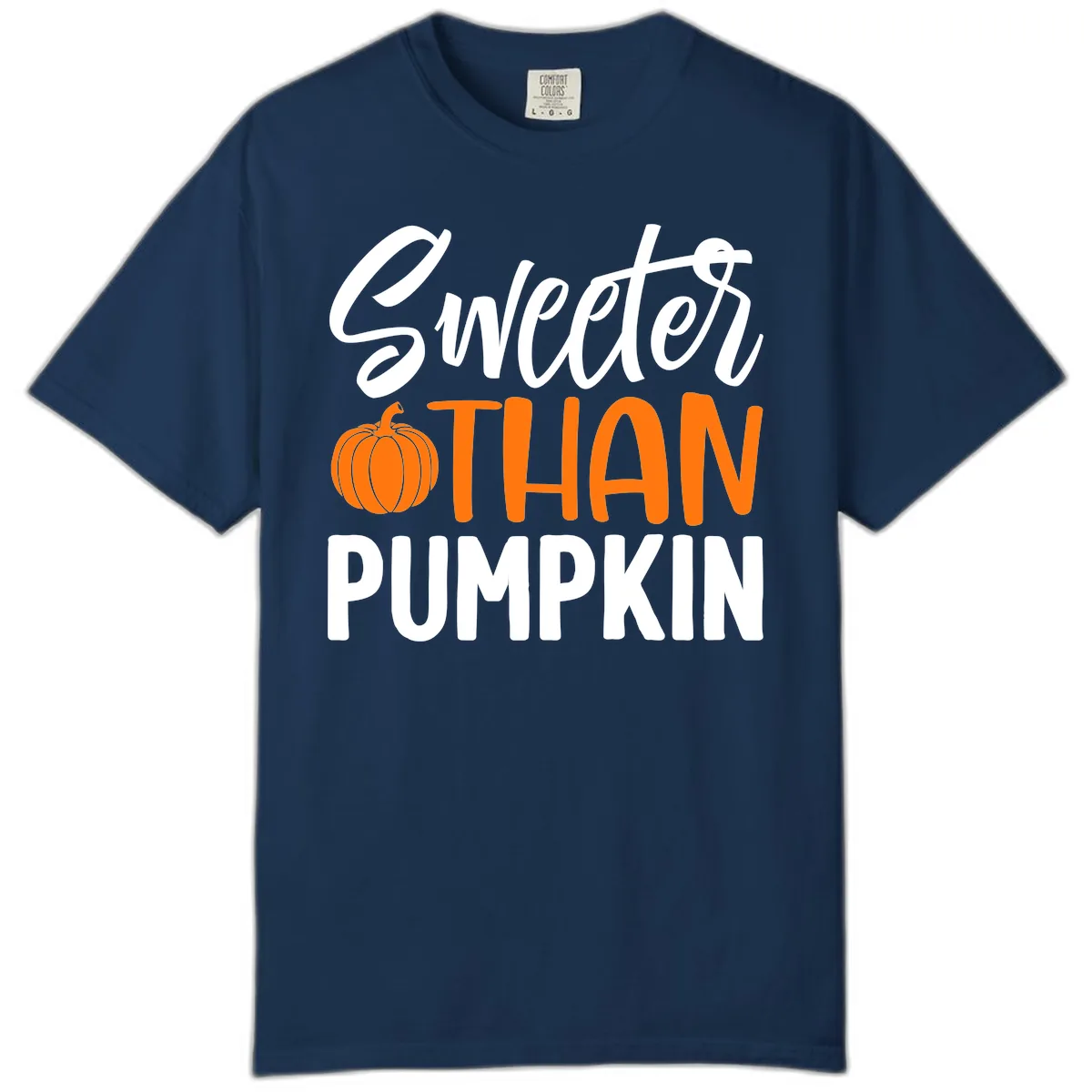 Sweeter Than Pumpkin Fall Saying Comfort Color in Navy