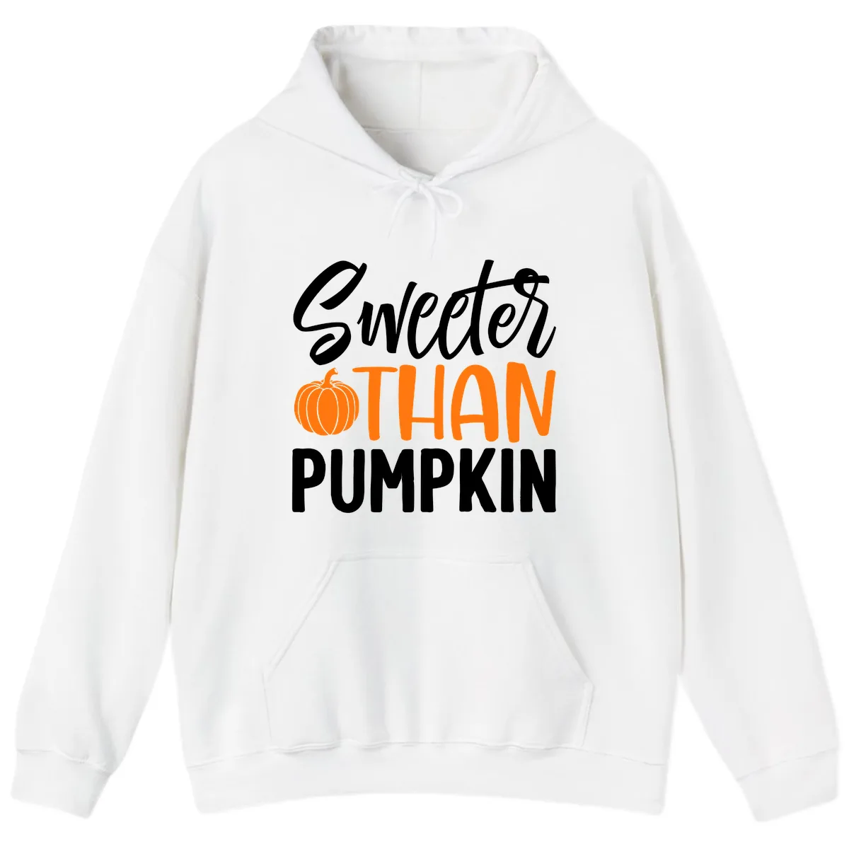Sweeter Than Pumpkin Fall Saying Hoodie in White