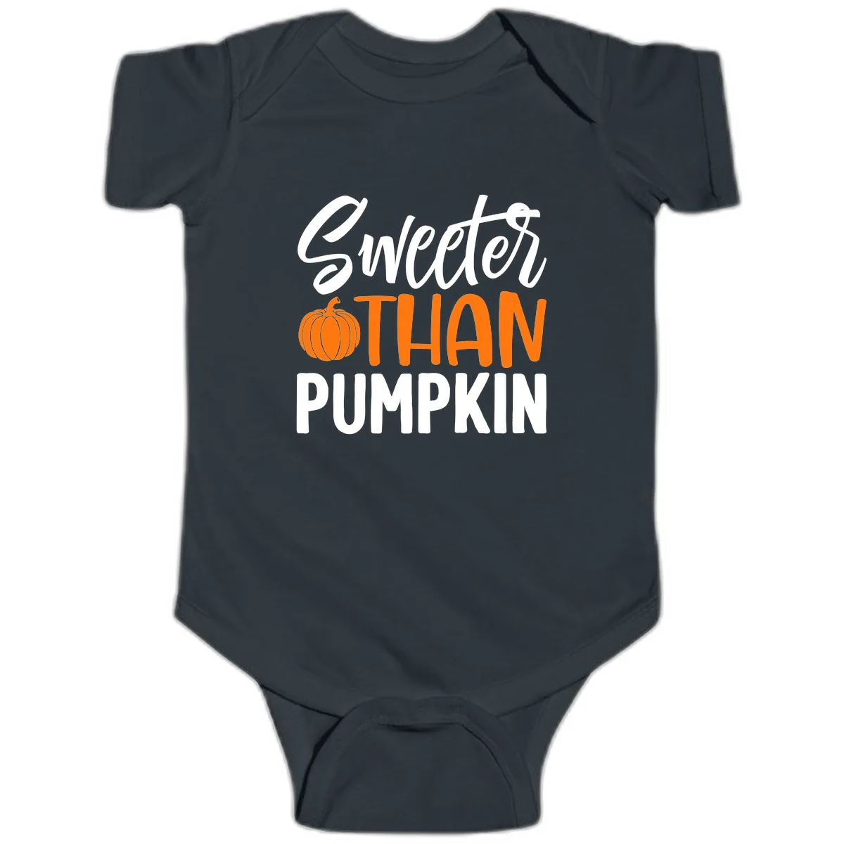 Sweeter Than Pumpkin Fall Saying Baby Onesie in Black