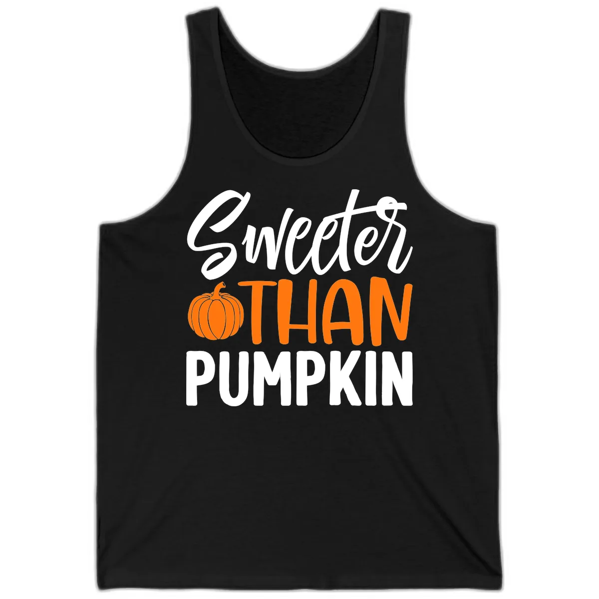 Sweeter Than Pumpkin Fall Saying Tank in Black