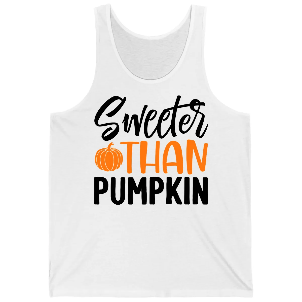Sweeter Than Pumpkin Fall Saying Tank in White