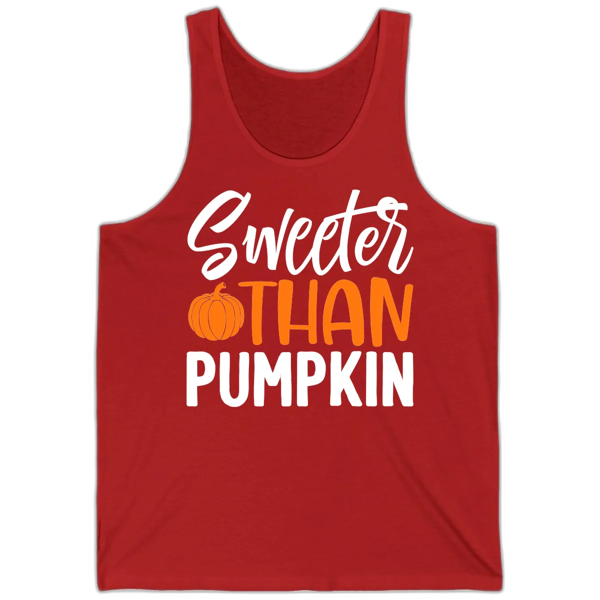 Sweeter Than Pumpkin Fall Saying Tank in Red