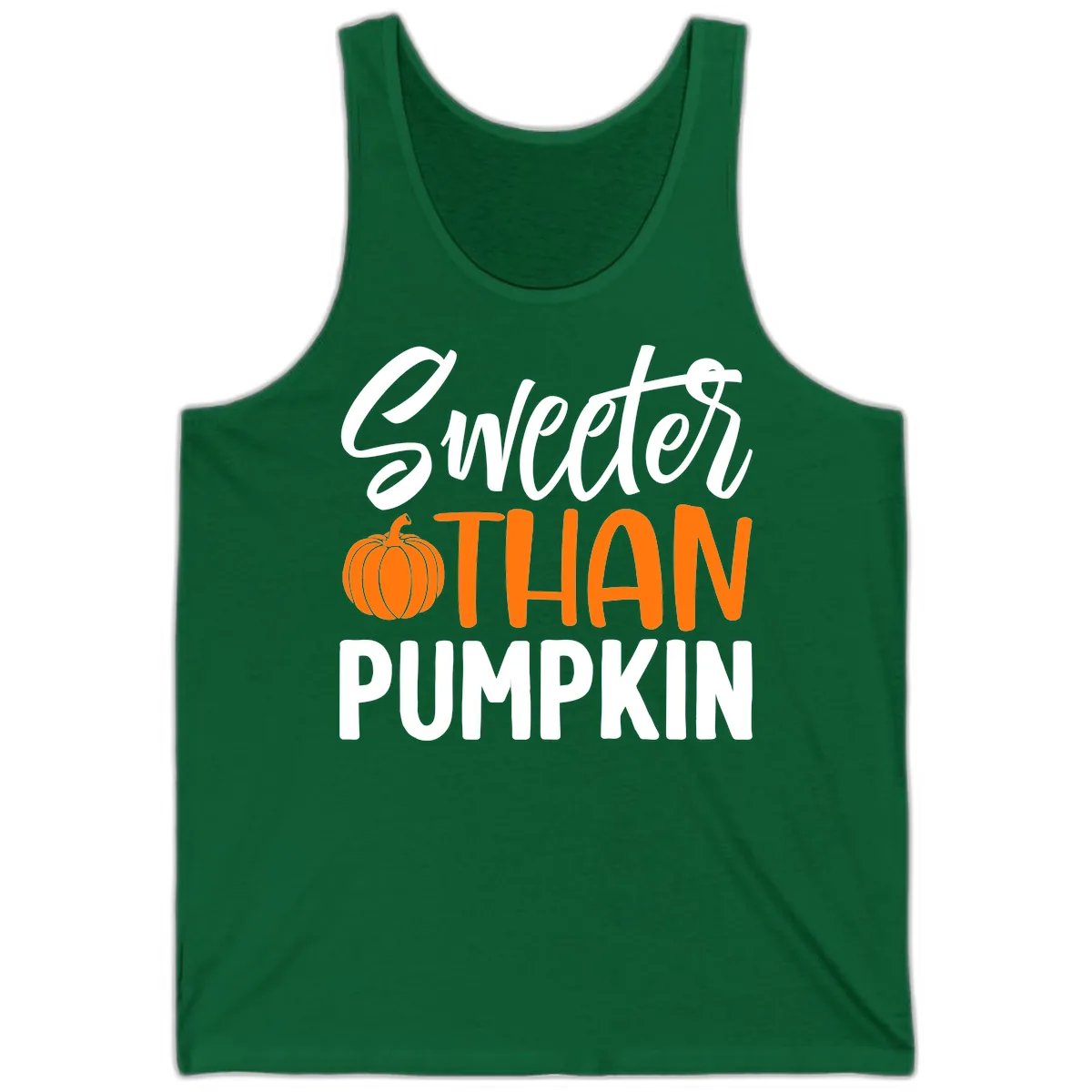 Sweeter Than Pumpkin Fall Saying Tank in Kelly