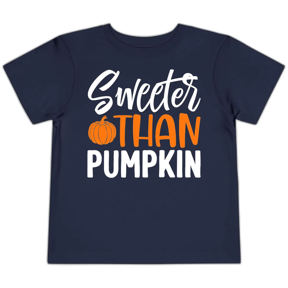 Sweeter Than Pumpkin Fall Saying Toddler T-Shirt in Navy