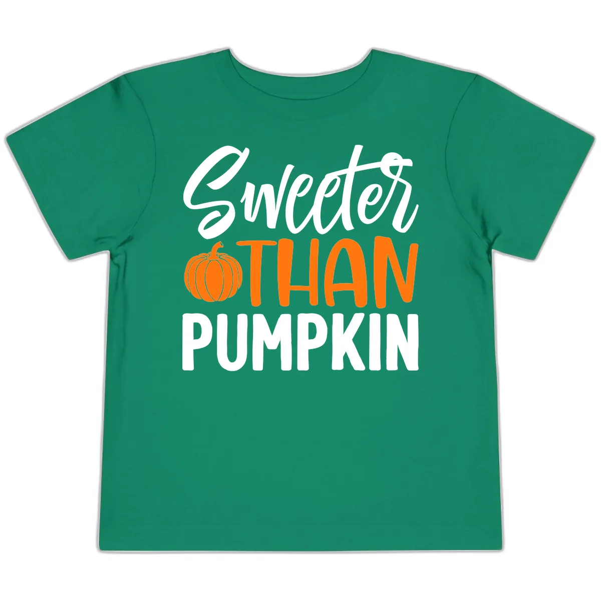 Sweeter Than Pumpkin Fall Saying Toddler T-Shirt in Kelly