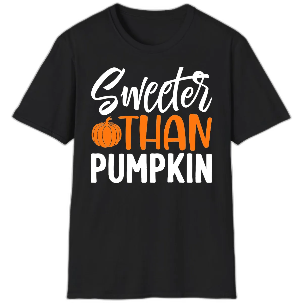 Sweeter Than Pumpkin Fall Saying T-Shirt in Black