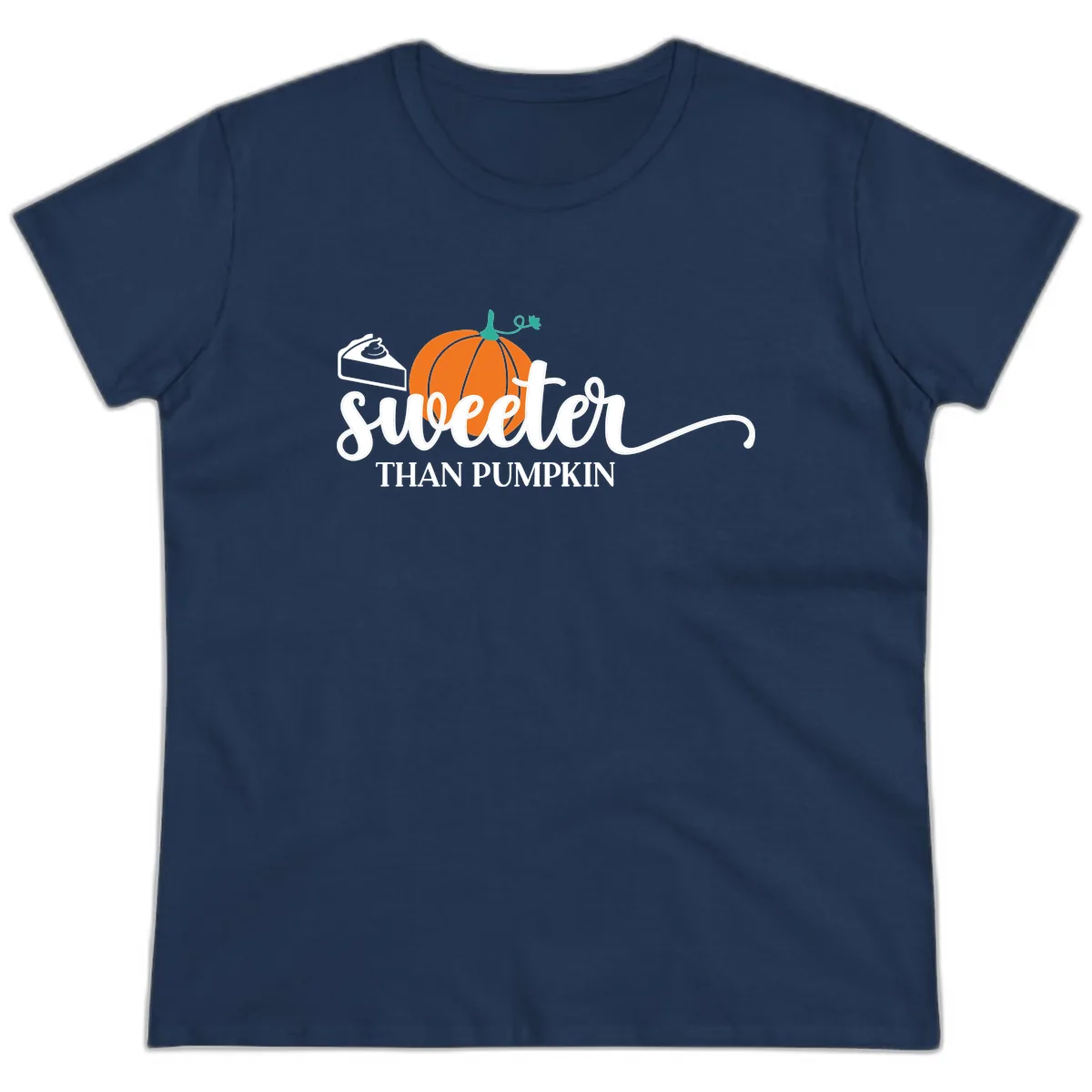 Sweeter Than Pumpkin Pie Ladies Tee in Navy