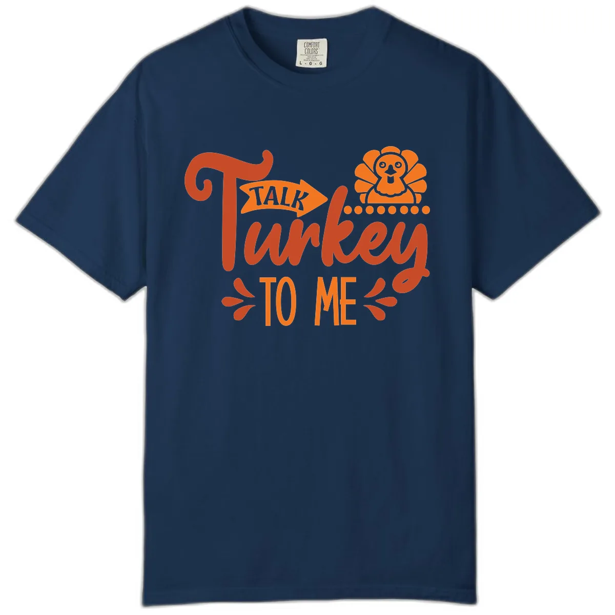 Talk Turkey To Me Thanksgiving Graphic Comfort Color in Navy