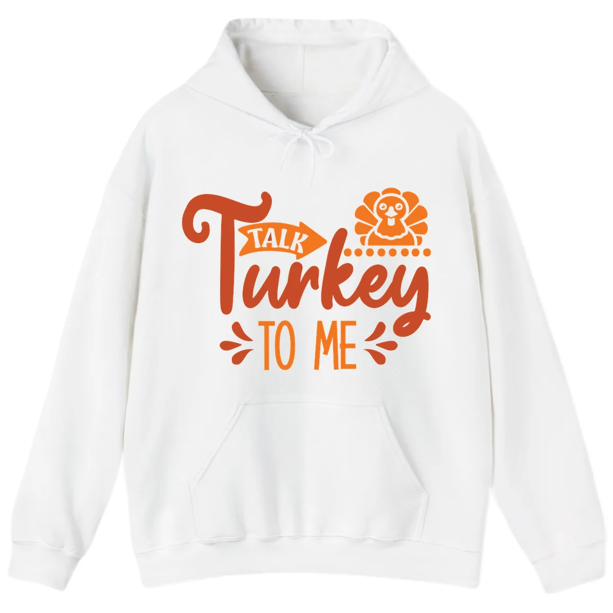 Talk Turkey To Me Thanksgiving Graphic Hoodie in White