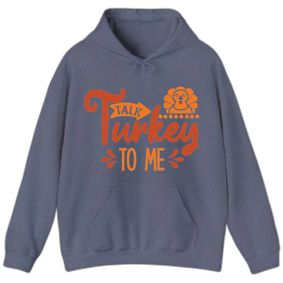 Talk Turkey To Me Thanksgiving Graphic Hoodie in Heather Navy