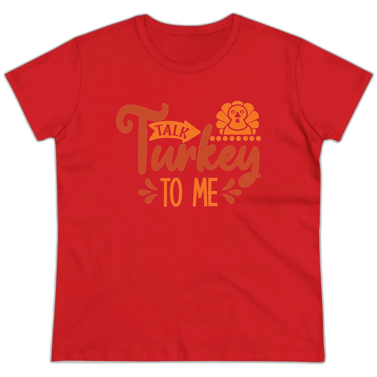 Talk Turkey To Me Thanksgiving Graphic Ladies Tee in Red