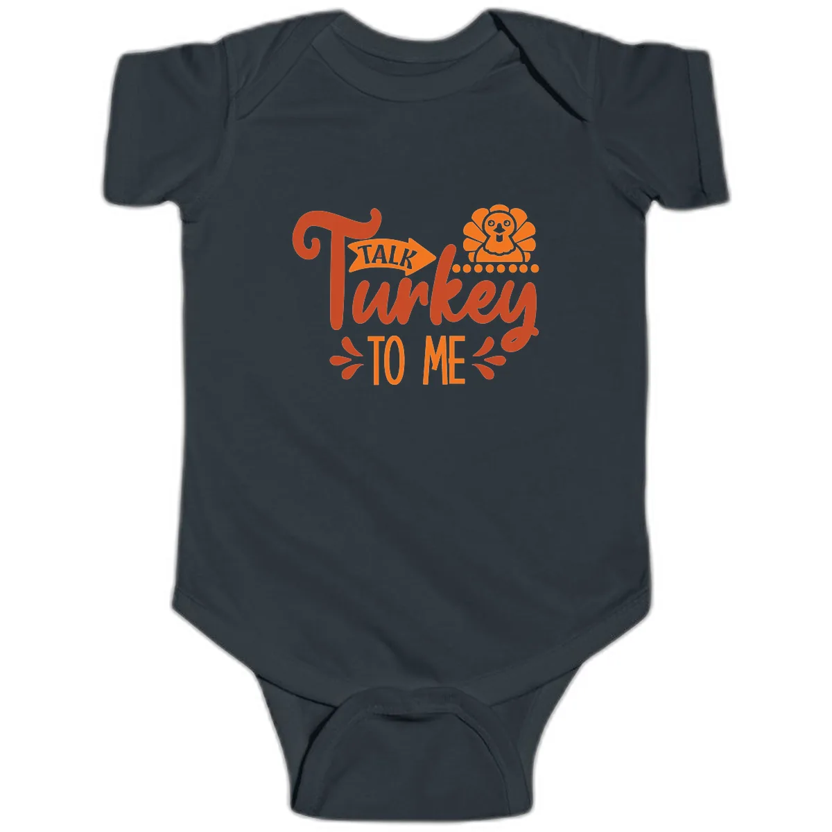 Talk Turkey To Me Thanksgiving Graphic Baby Onesie in Black