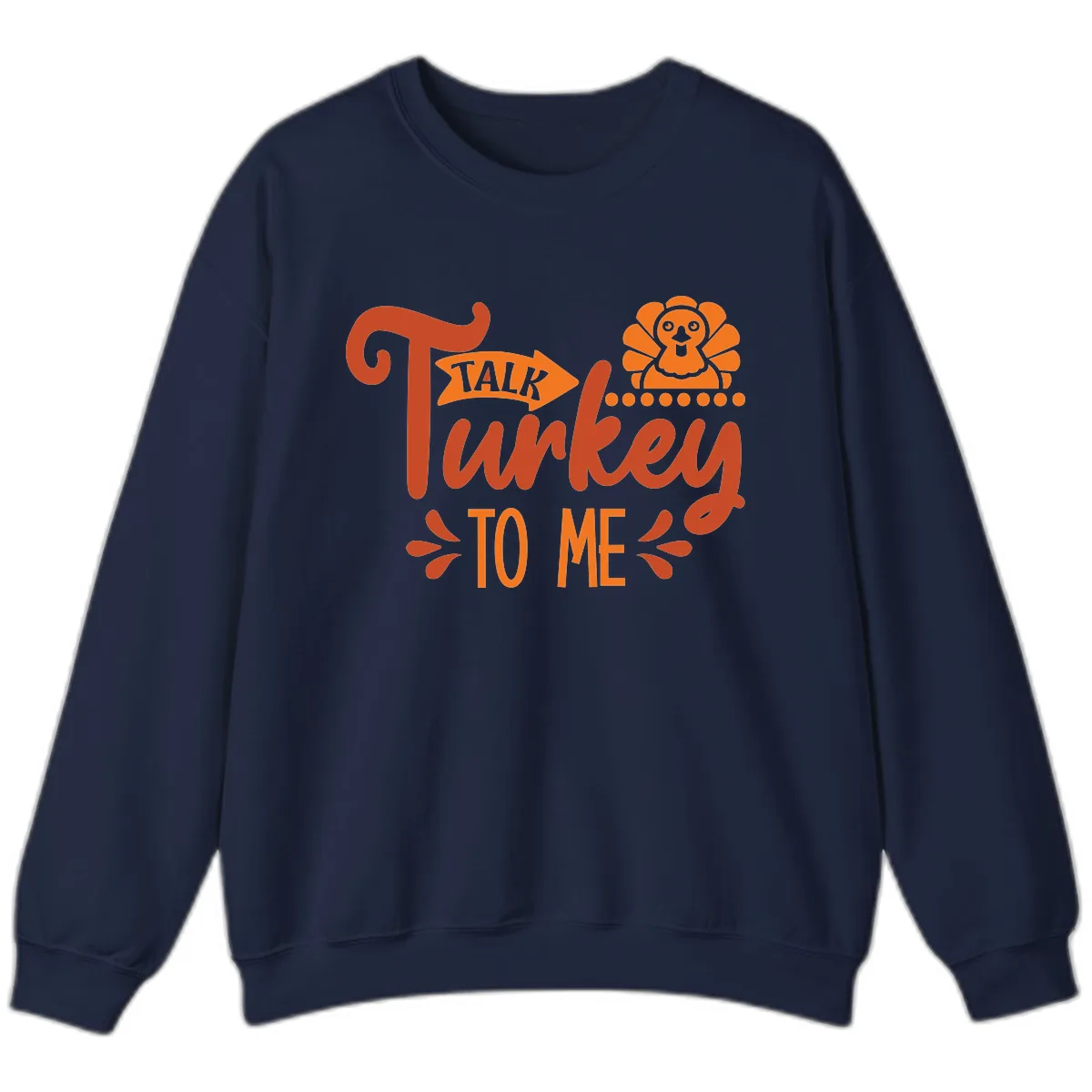 Talk Turkey To Me Thanksgiving Graphic Sweatshirt in Navy