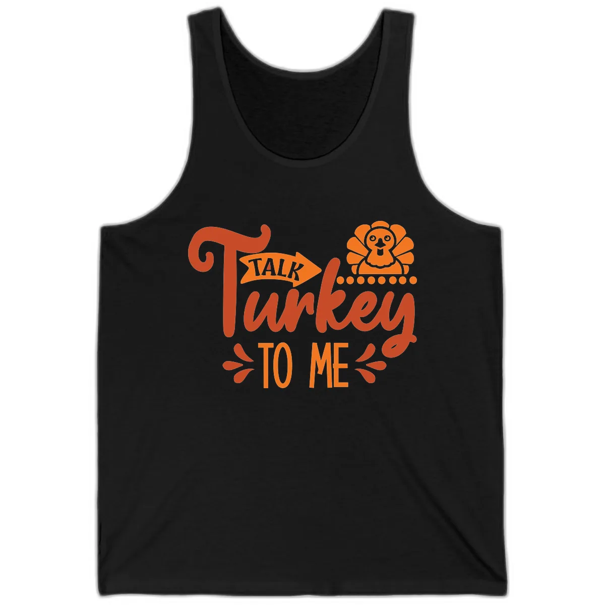 Talk Turkey To Me Thanksgiving Graphic Tank in Black