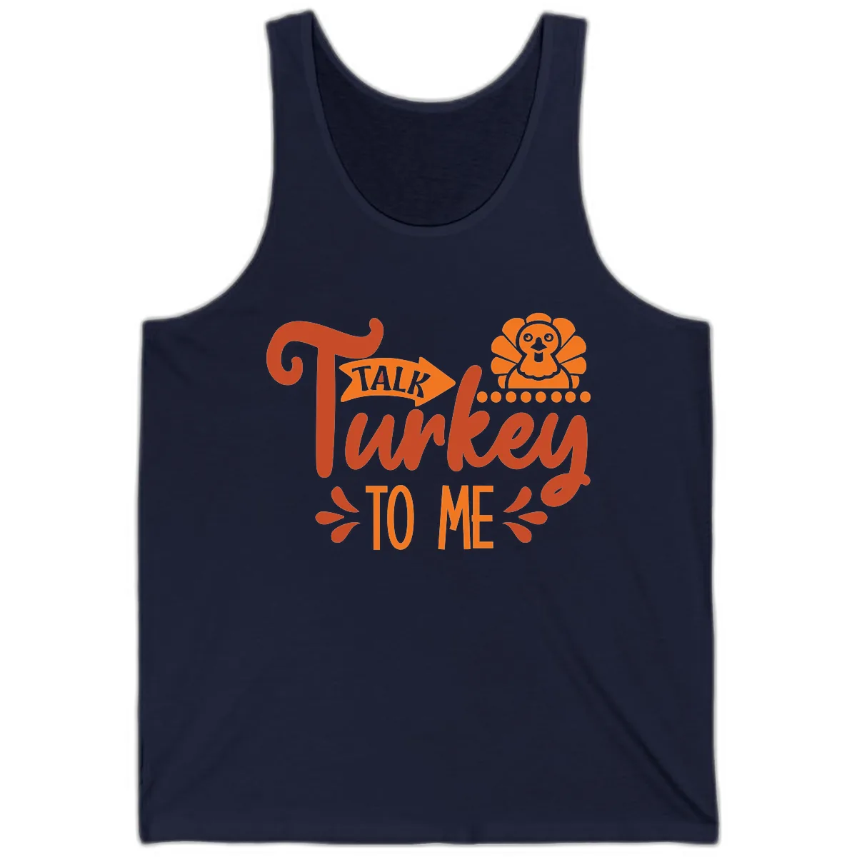 Talk Turkey To Me Thanksgiving Graphic Tank in Navy