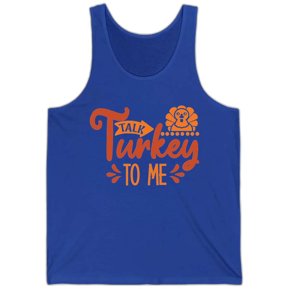Talk Turkey To Me Thanksgiving Graphic Tank in True Royal