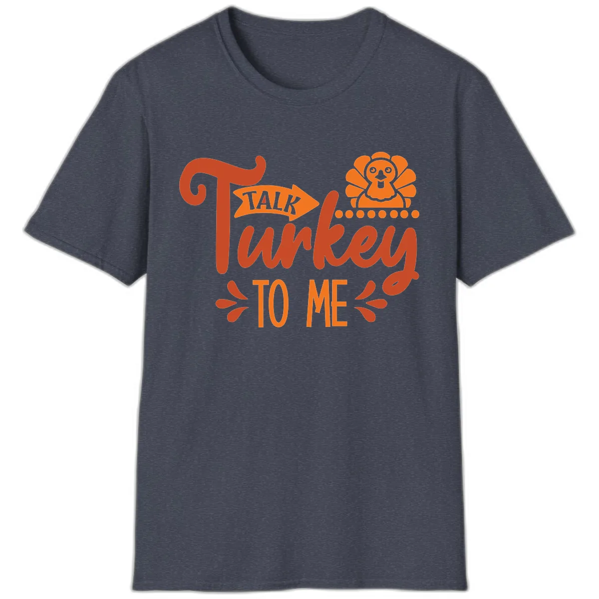 Talk Turkey To Me Thanksgiving Graphic T-Shirt in Heather Navy