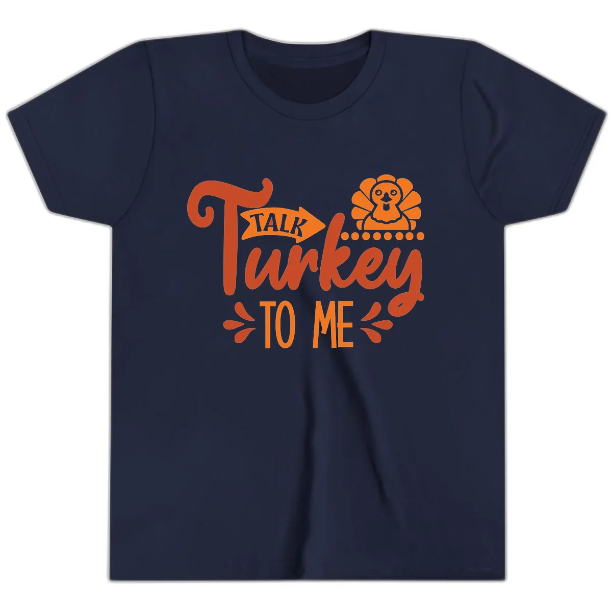 Talk Turkey To Me Thanksgiving Graphic Youth T-Shirt in Navy