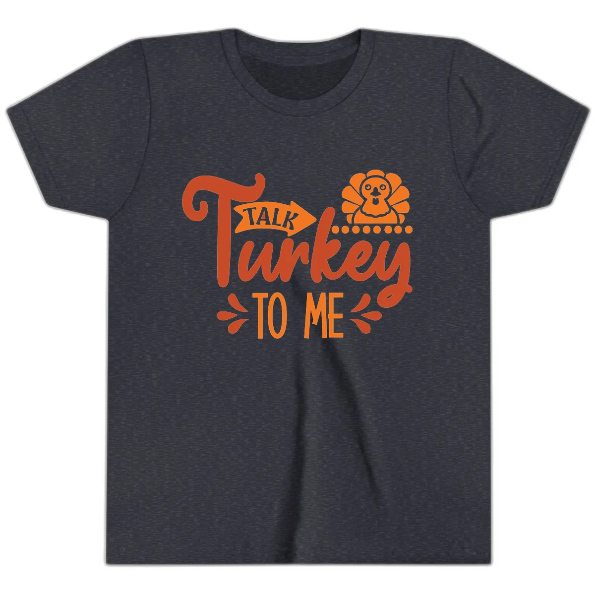 Talk Turkey To Me Thanksgiving Graphic Youth T-Shirt in Heather Navy