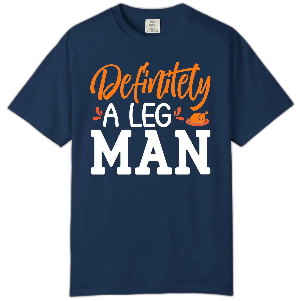 Thanksgiving Leg Man Typography Comfort Color in Navy