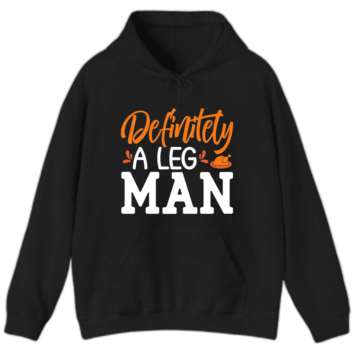 Thanksgiving Leg Man Typography Hoodie in Black