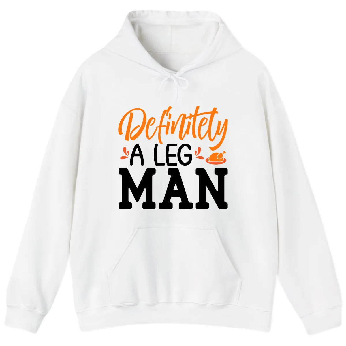 Thanksgiving Leg Man Typography Hoodie in White
