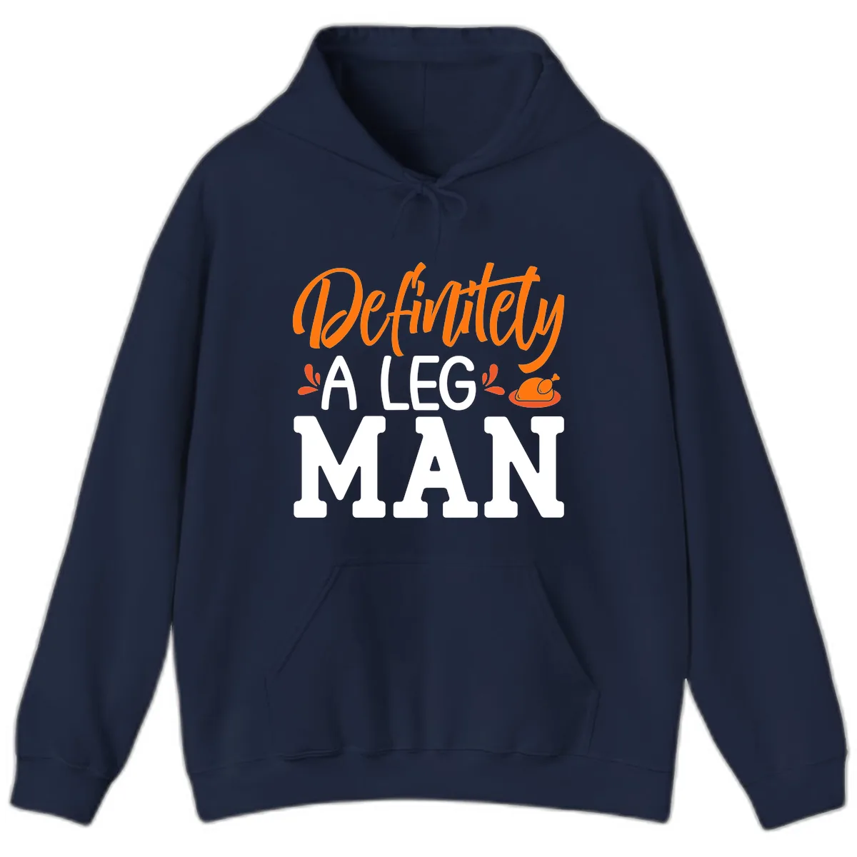 Thanksgiving Leg Man Typography Hoodie in Navy
