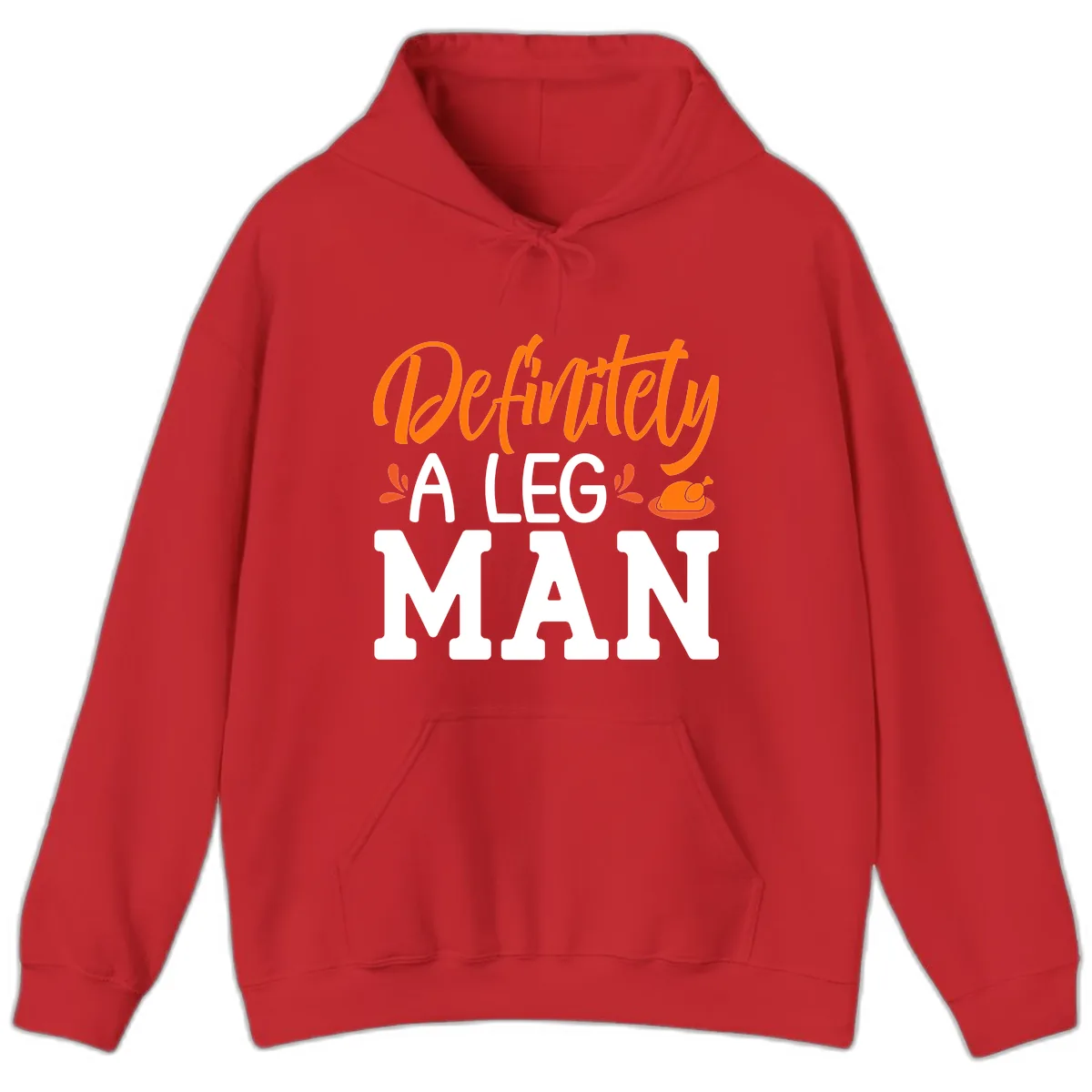 Thanksgiving Leg Man Typography Hoodie in Red