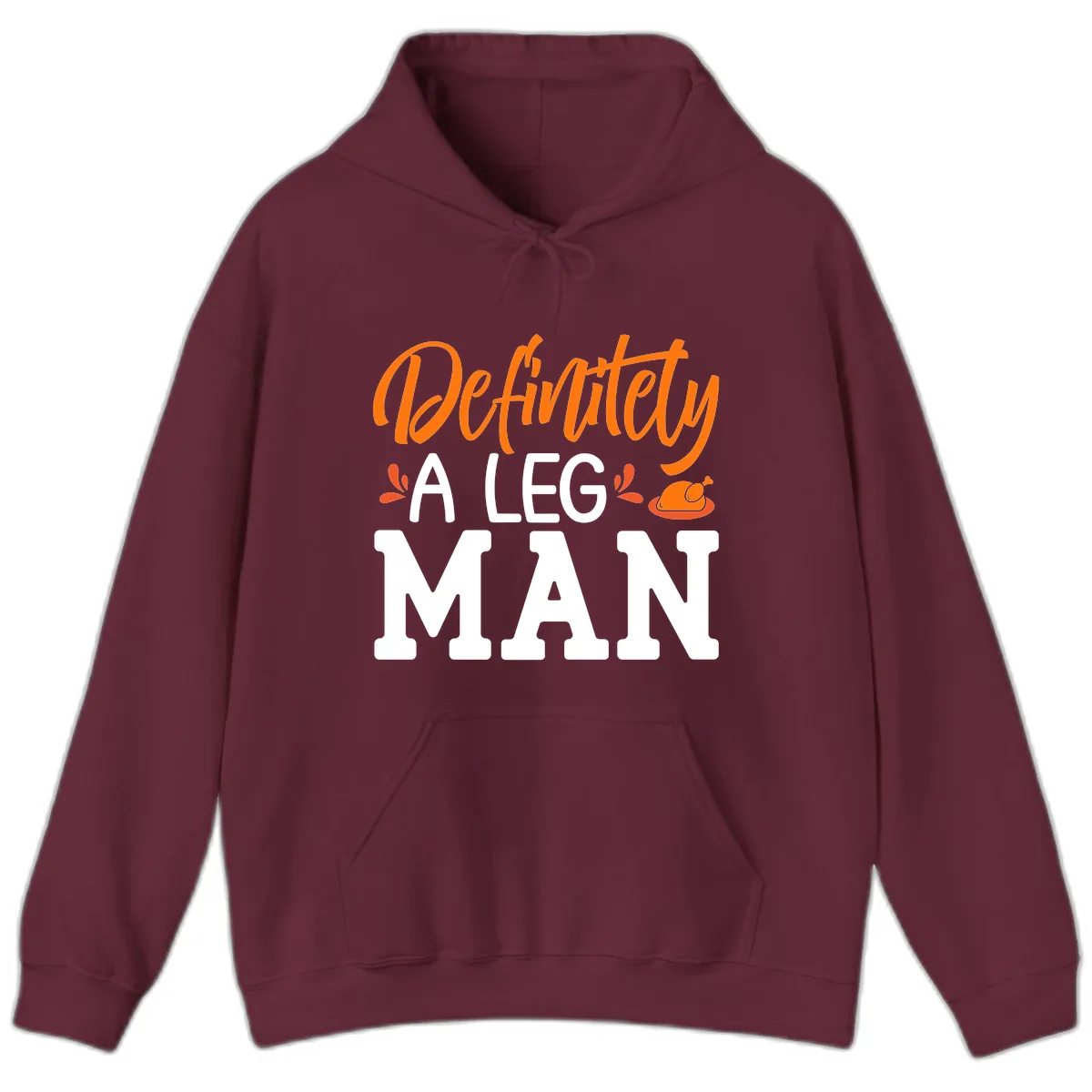 Thanksgiving Leg Man Typography Hoodie in Maroon