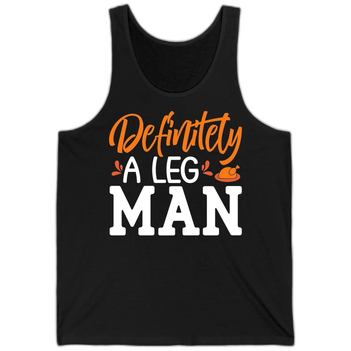 Thanksgiving Leg Man Typography Tank in Black