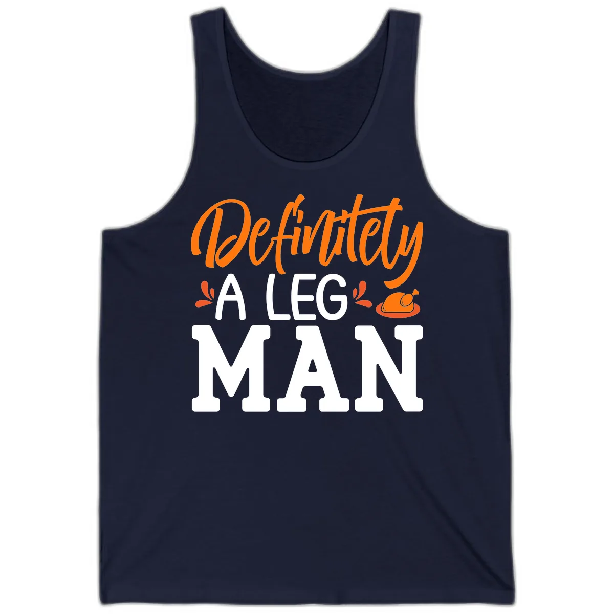 Thanksgiving Leg Man Typography Tank in Navy