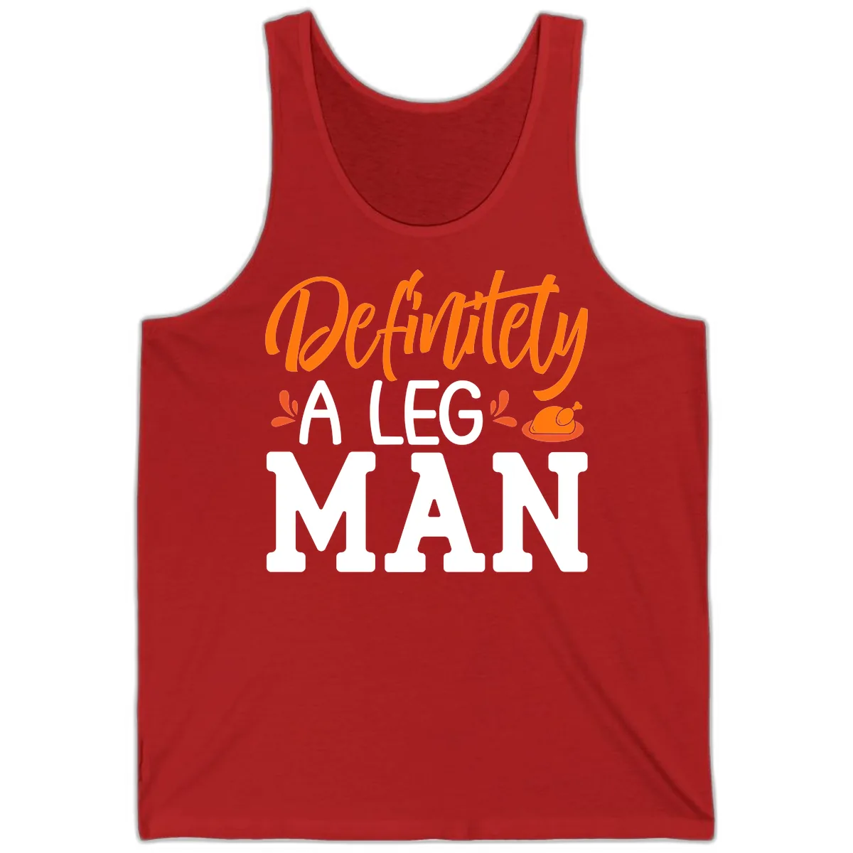 Thanksgiving Leg Man Typography Tank in Red