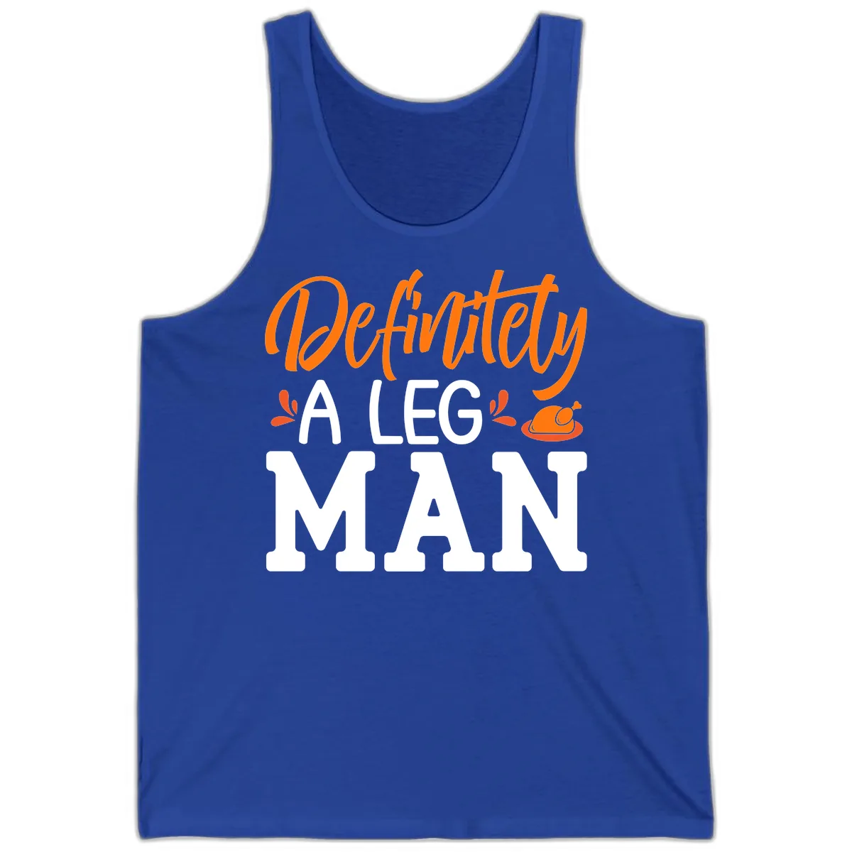 Thanksgiving Leg Man Typography Tank in True Royal