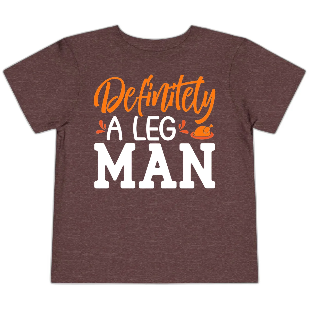 Thanksgiving Leg Man Typography Toddler T-Shirt in Heather Maroon