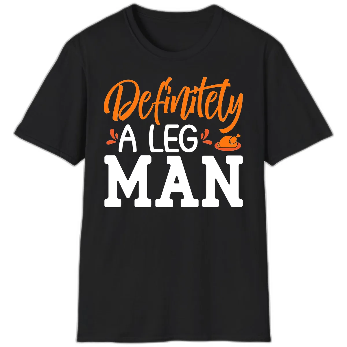 Thanksgiving Leg Man Typography T-Shirt in Black